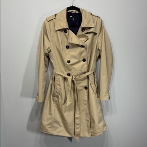 H and M Double Breasted Raglan Trench Coat  Size 14 Colour Tan